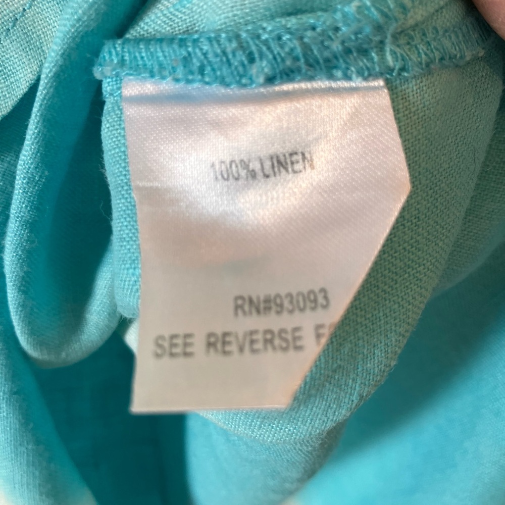 Tyler Boe Turquoise Blue Tie-Dye Button-Down Linen Shirt L - Picture 8 of 10